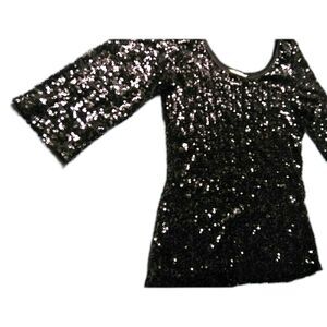 Womens Banana Republic Vintage  Scoop Neck Brown Full Sequin Top Shirt Blouse